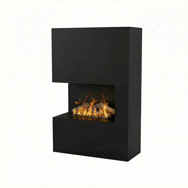 Tucholsky Right Corner Black - OMC 600 | Freestanding Water Vapour Fireplace