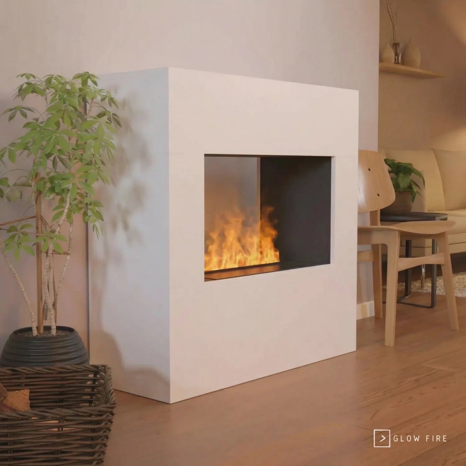 Goethe White - OMC 600 | Freestanding Water Vapour Fireplace