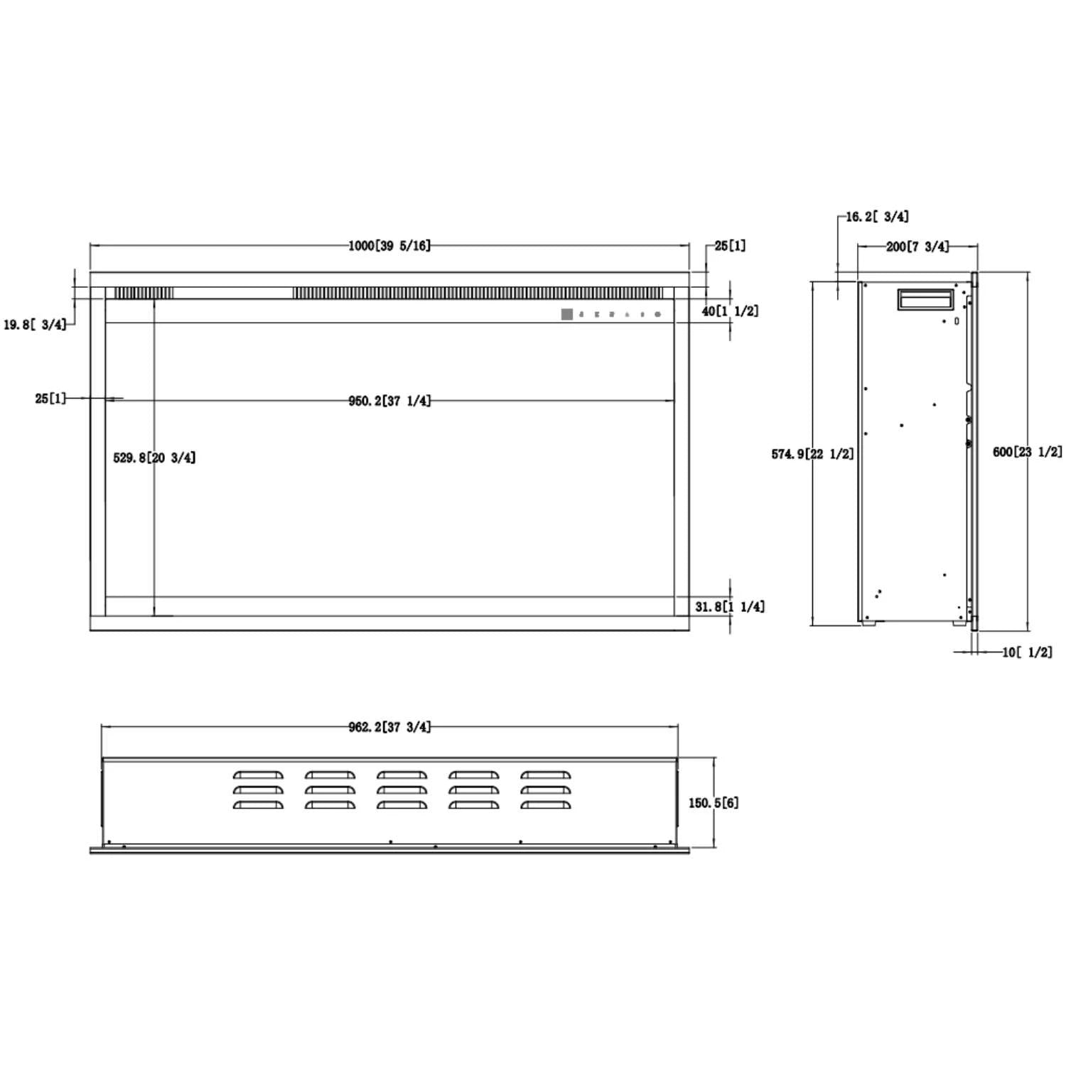 Aflamo 3D Elektryczny Wkład Kominkowy 39" (100 × 60 cm)