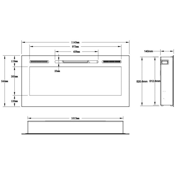 Majestic ścienny kominek elektryczny 45" (114 cm)