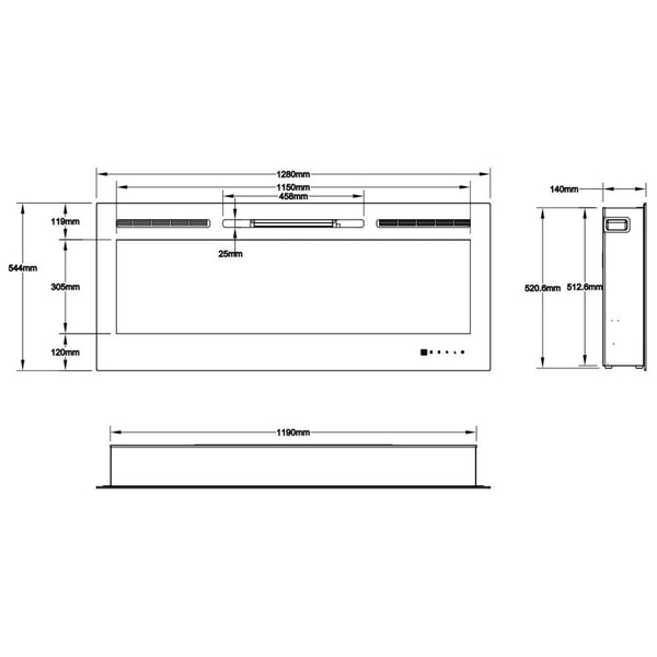 Majestic ścienny kominek elektryczny 50" (128 cm)