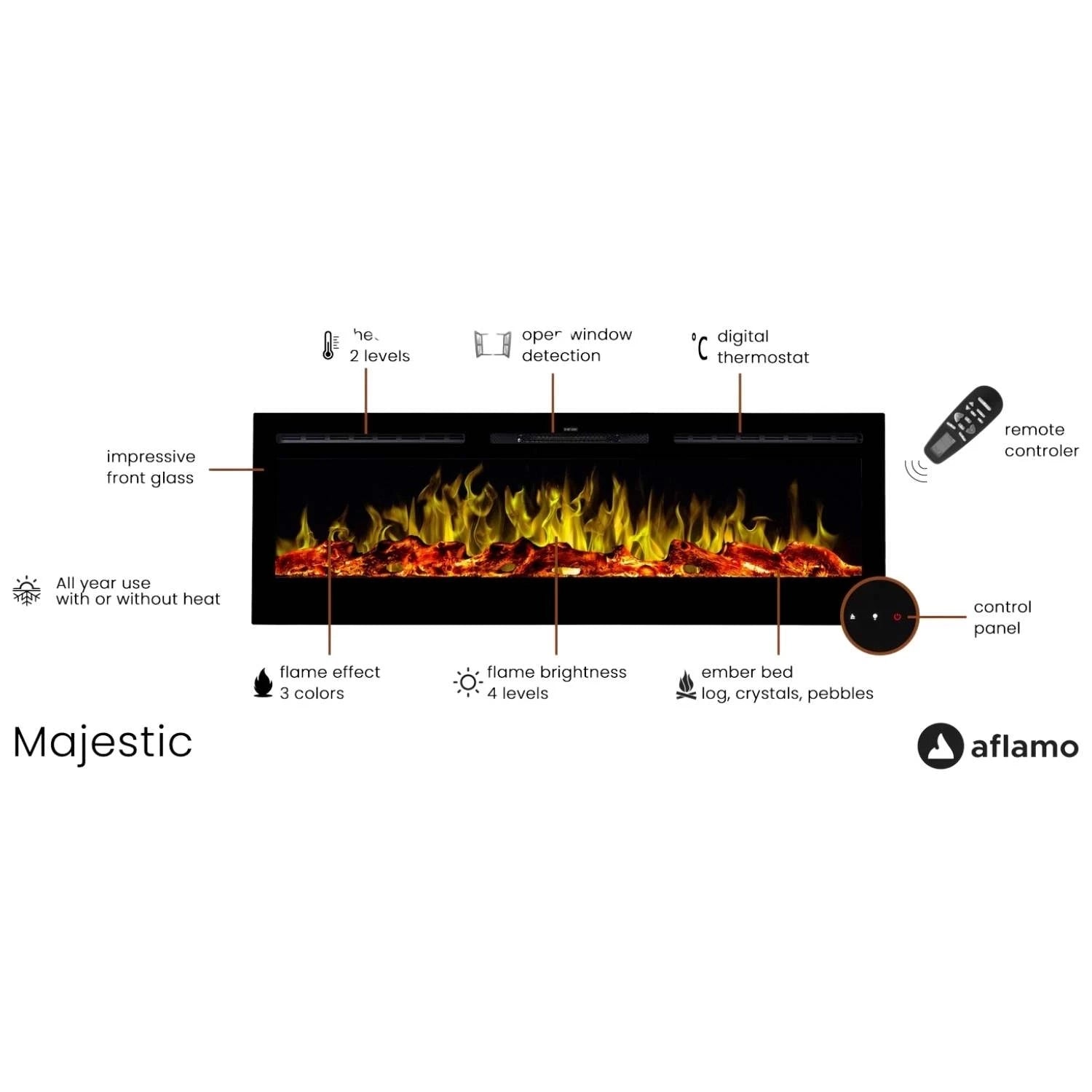 Majestic 45" - 114 cm Wall-Mounted Electric Fireplace