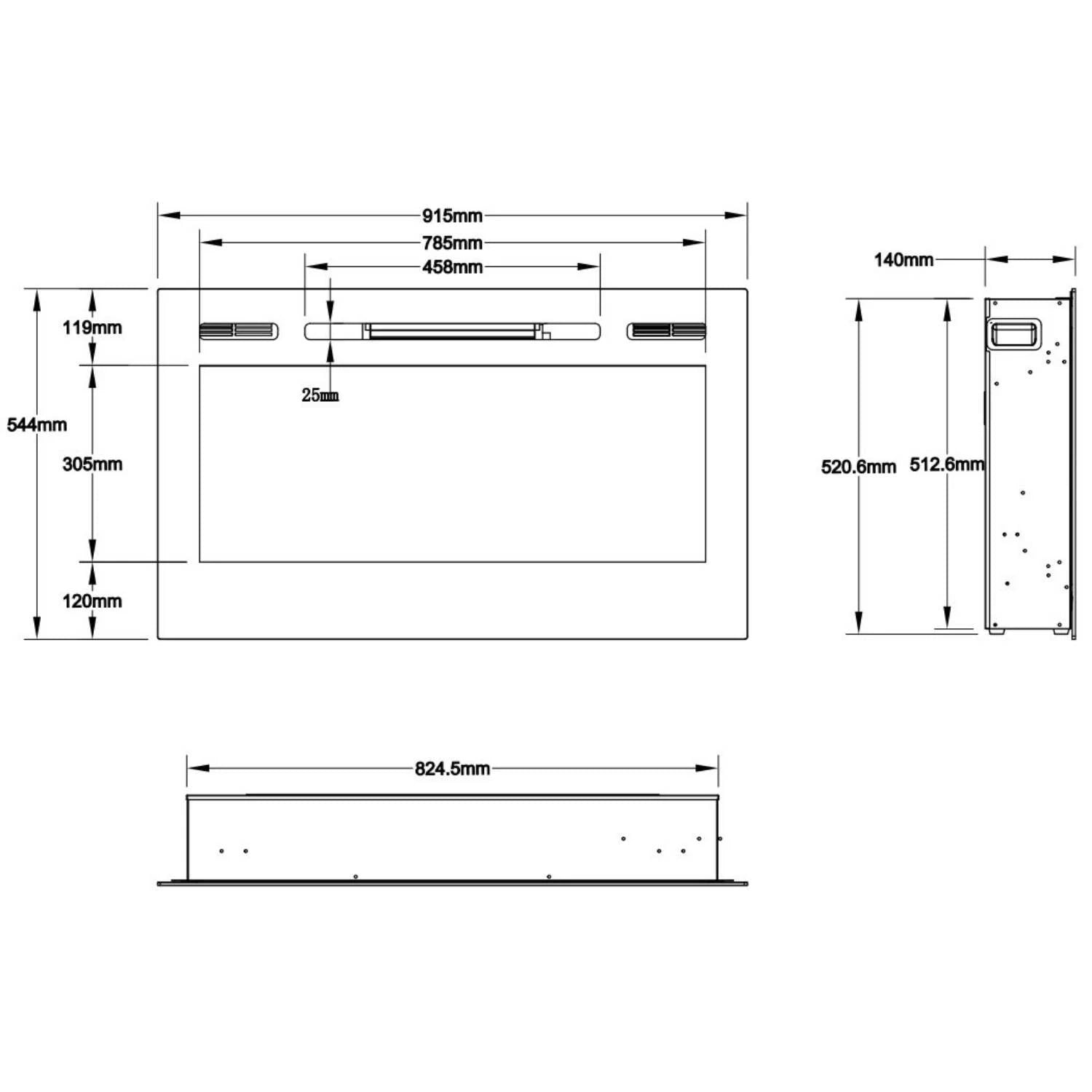 Majestic 92 cm - Wall-Mounted Electric Fireplace