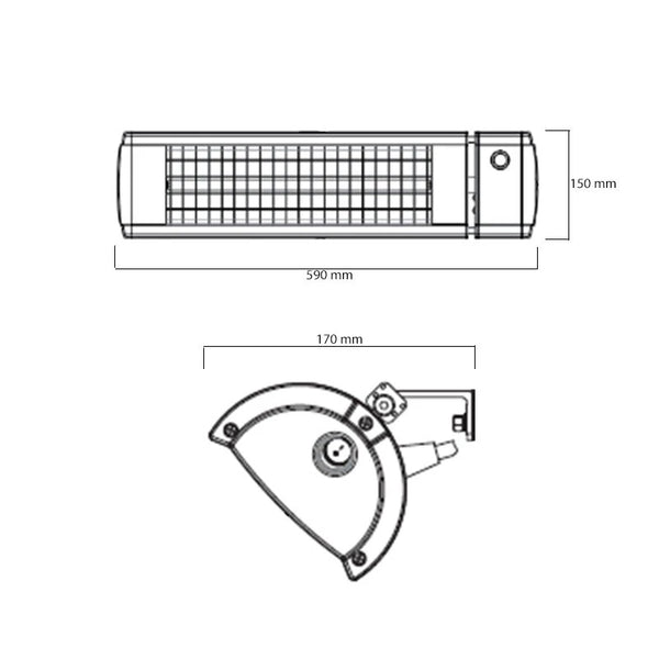 Grzejnik tarasowy Heat1 Eco High-line 1500W Antracit