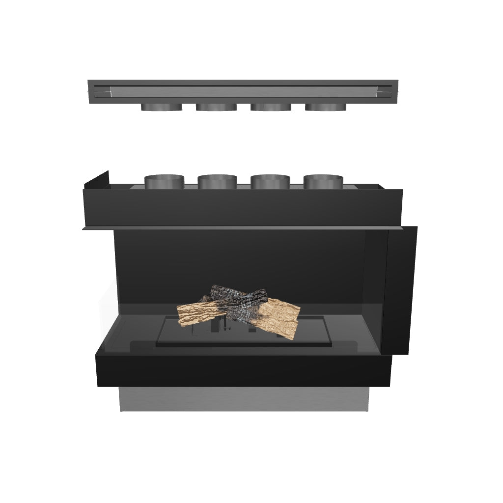 Flogs Box 1000 Left Corner (In-Room Vent) - Bioethanol Fireplace
