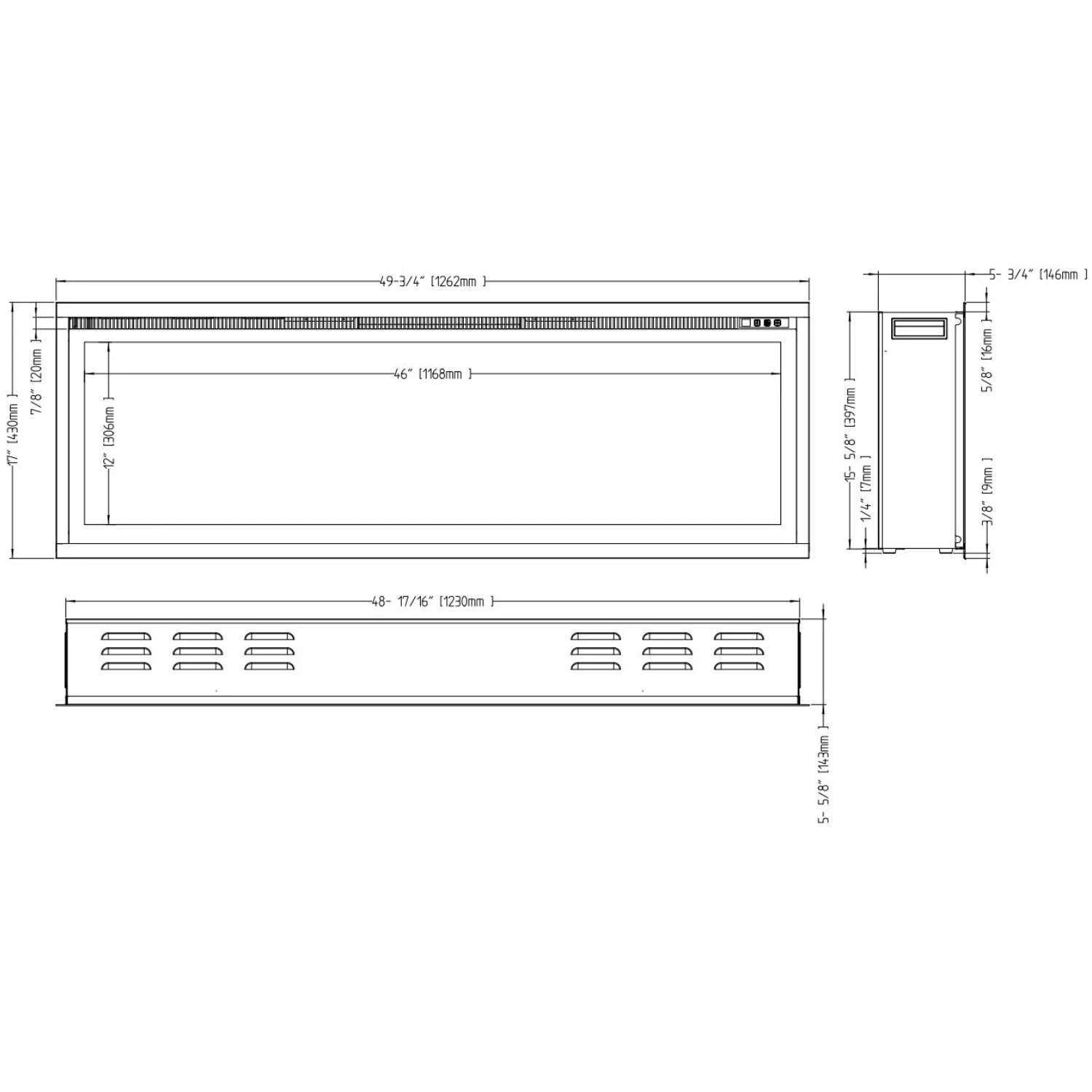 Elektryczny kominek Royal 50" - Kominek ścienny
