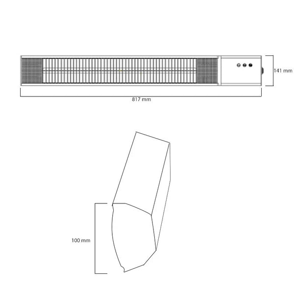 Grzejnik tarasowy Royal Diamond o mocy 2500 W w kolorze czarnym