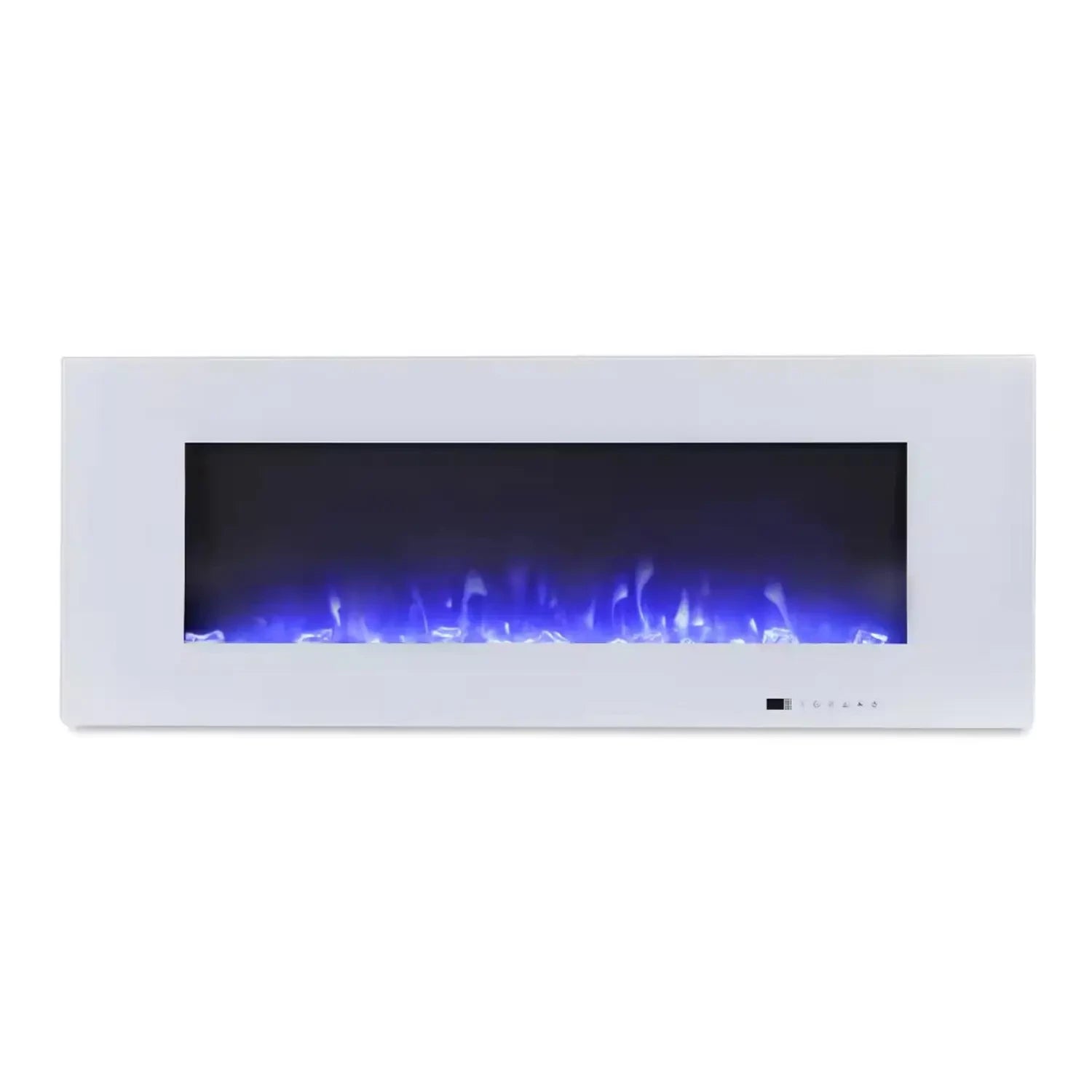 Azurite 127 cm – biały ścienny kominek elektryczny