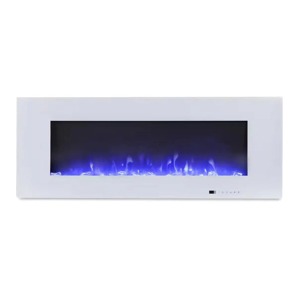 Azurite 127 cm – biały ścienny kominek elektryczny