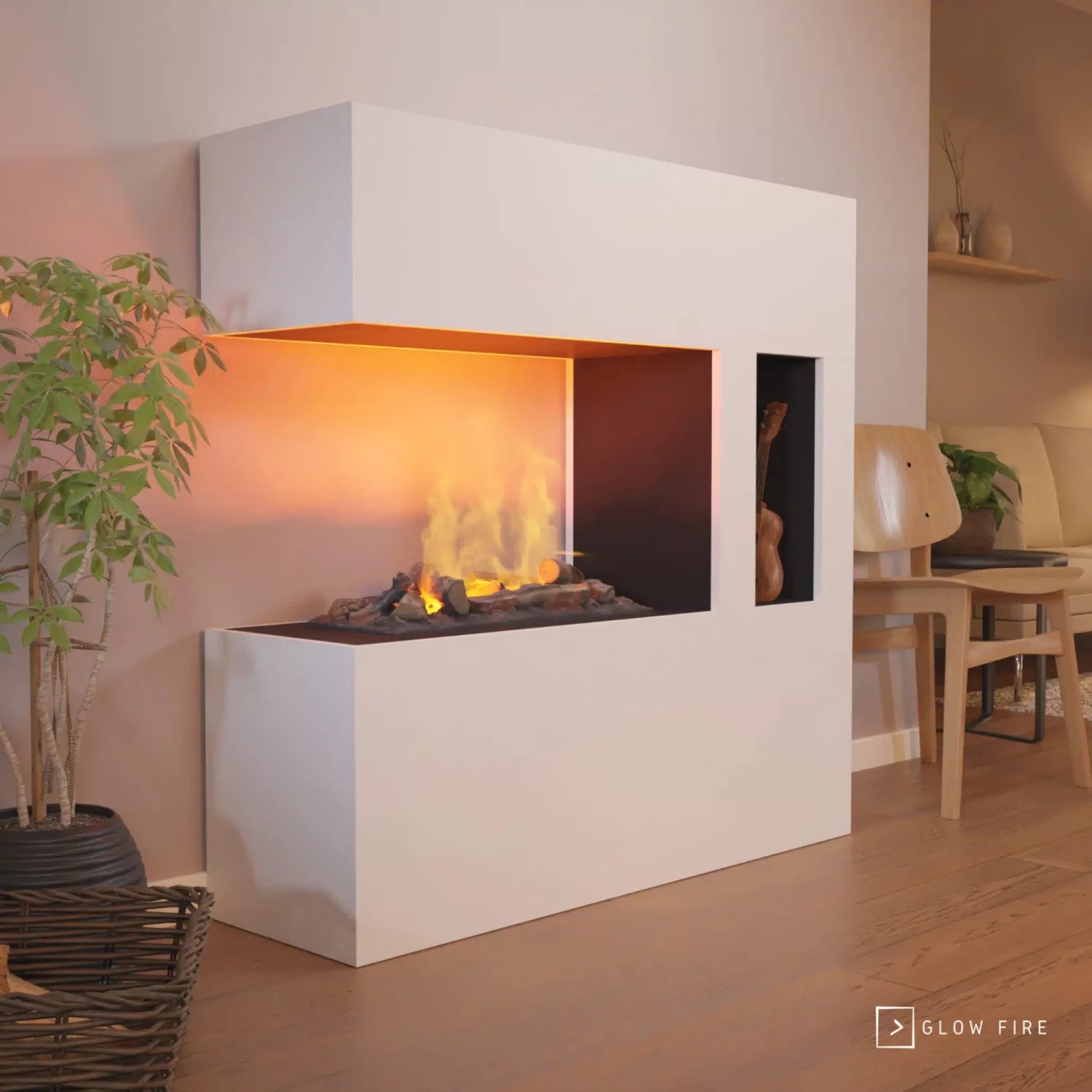 Schiller Pocket White - OMC 600 | Freestanding Water Vapour Fireplace