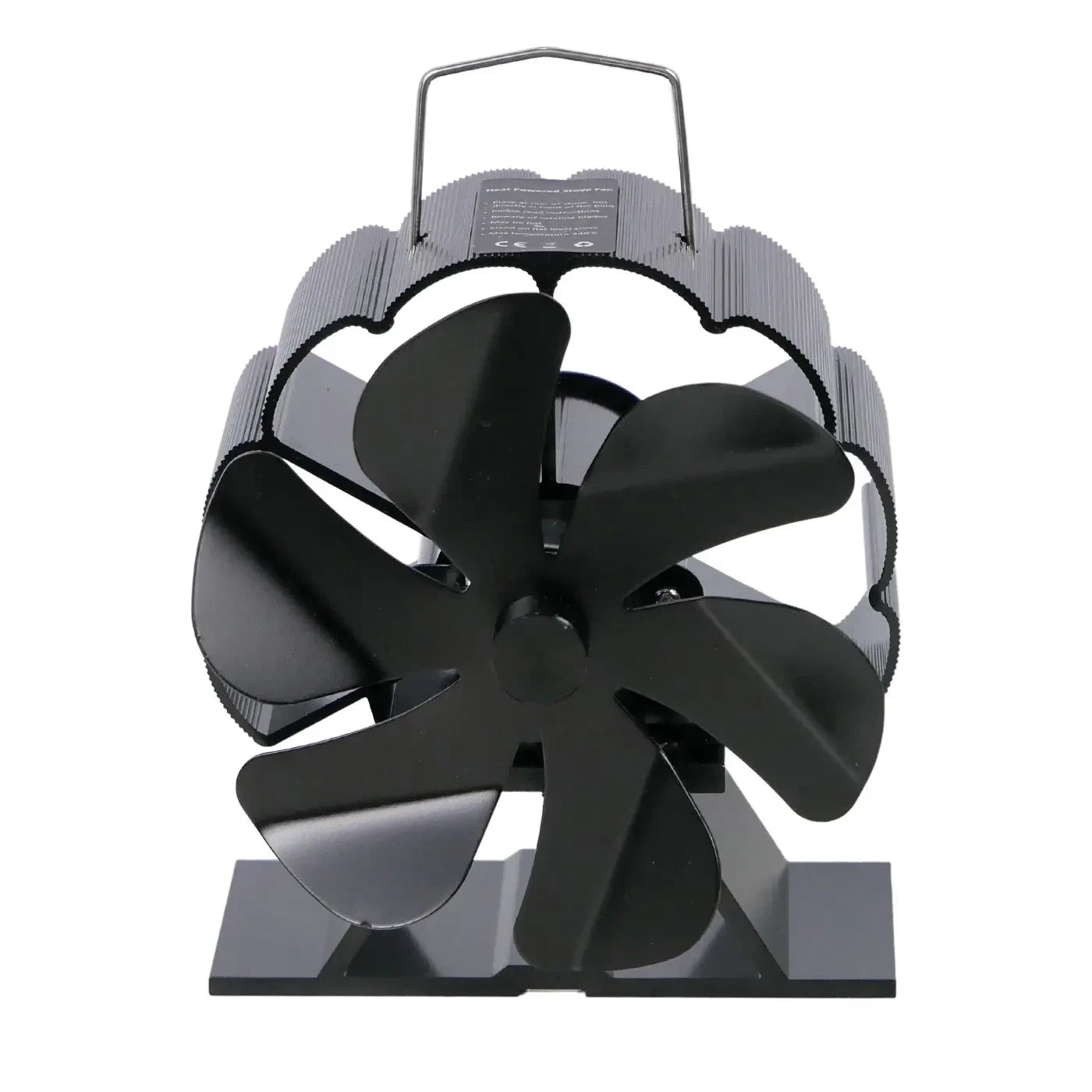 Black Heat-Powered Stove Fan – 6 Blades | Steel