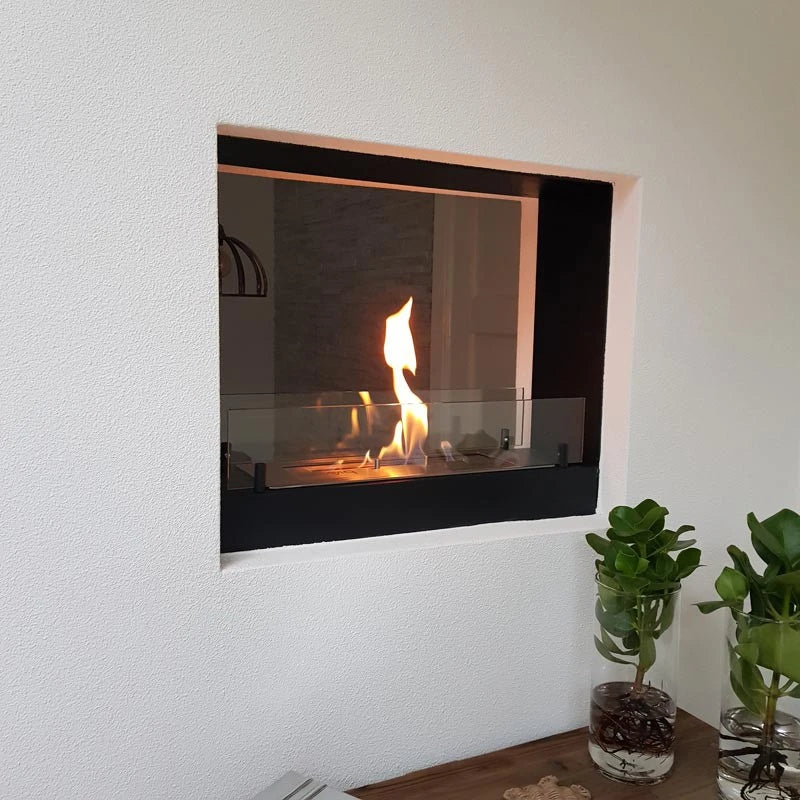 Biokominek do zabudowy dwustronny 60 cm, czarny