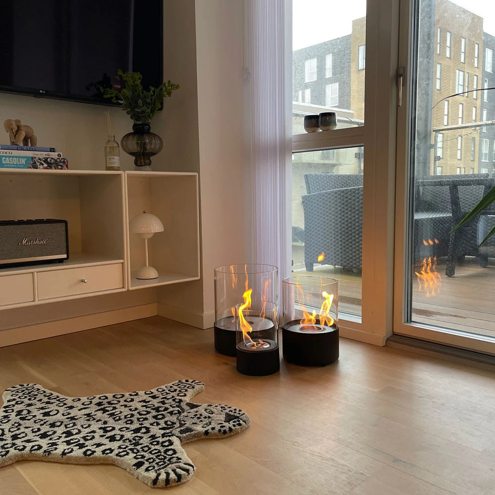 Southwark Biokominek okrągły z szybą na stół, czarny