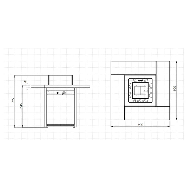 Square Table - Zewnętrzny Kominek Gazowy
