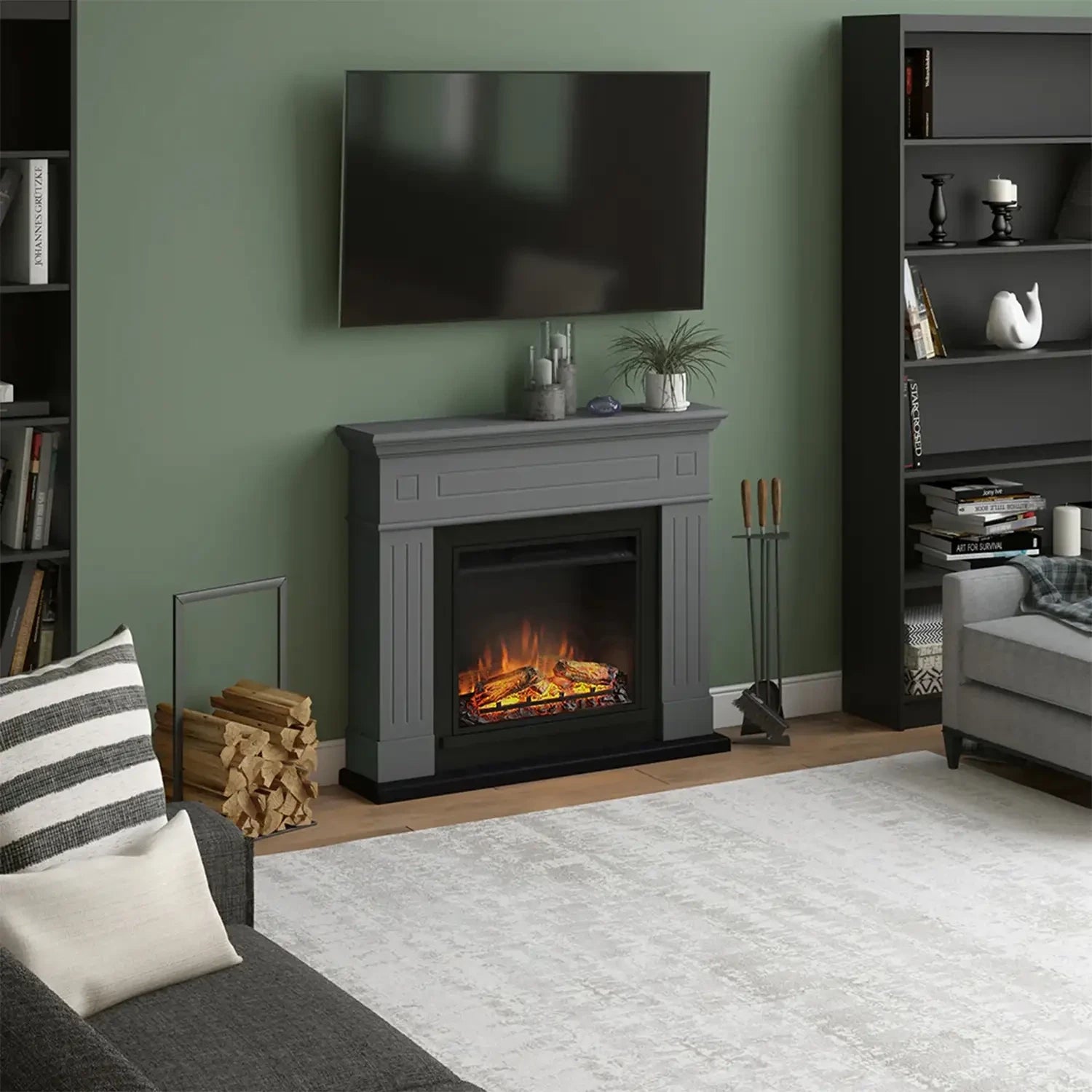 Larsen Electric Fireplace - Grey