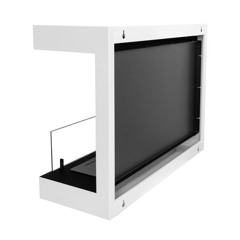 Dakota - Biokominek ścienny trójstronny 80 cm, biały