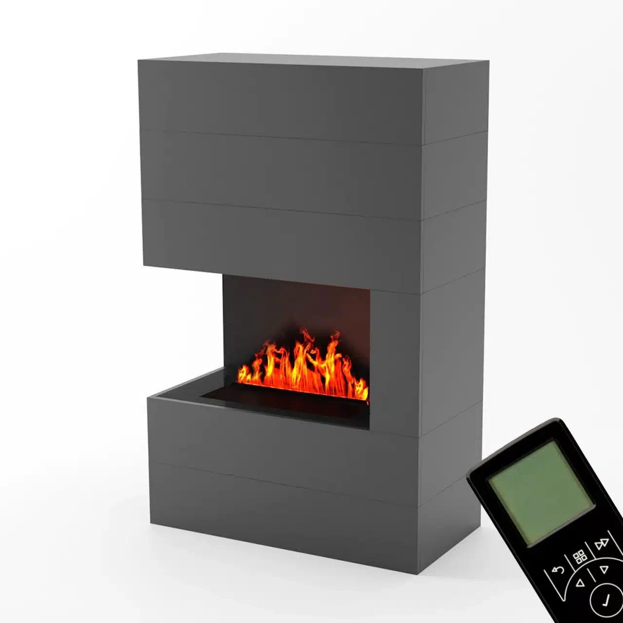 Tucholsky Right Corner Grey - OMC 600 | Freestanding Water Vapour Fireplace