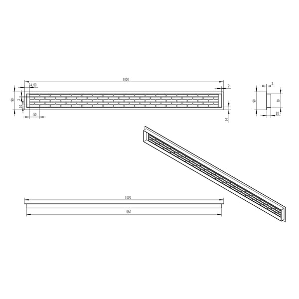 Kratka wentylacyjna biała – 100x9 cm – 450 cm²