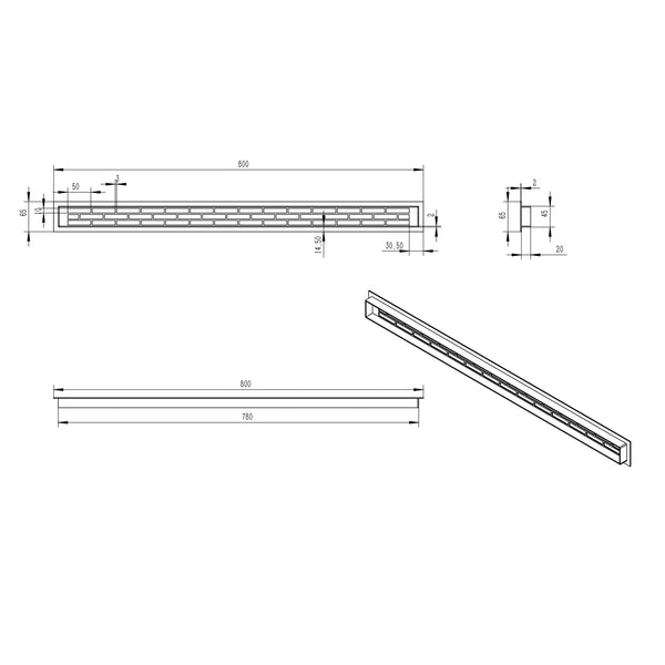 Kratka wentylacyjna czarna – 80x6,5 cm – 210 cm²